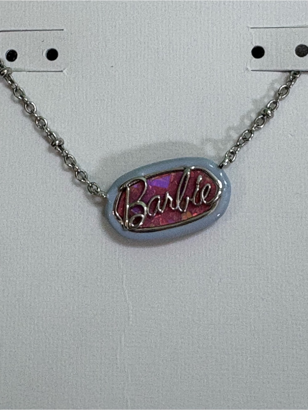 SILVER Kendra Scott x Barbie Necklace with Sparkling Pink Pendant
